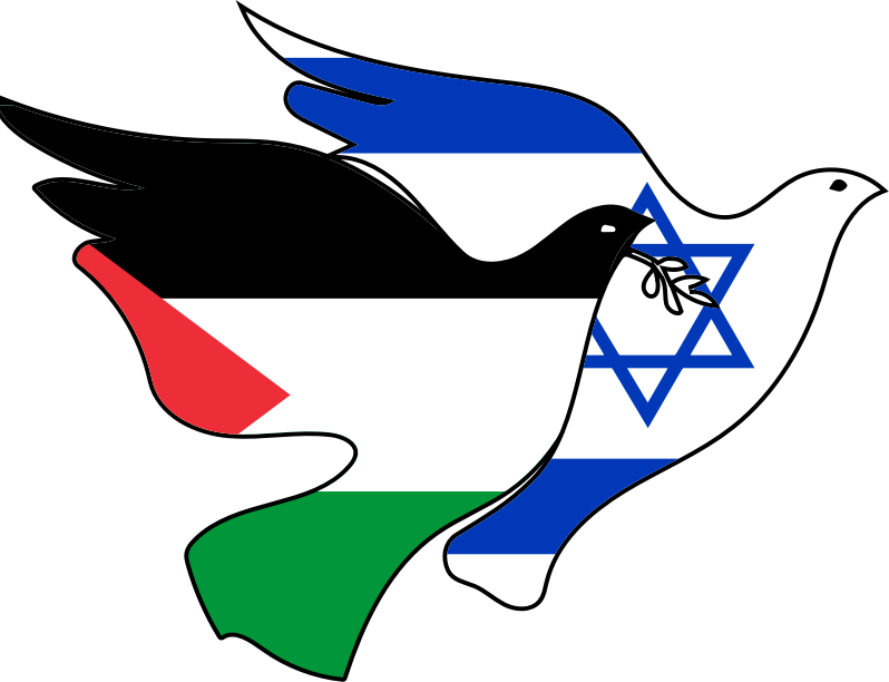 Palestine Israel peace doves flying together improved