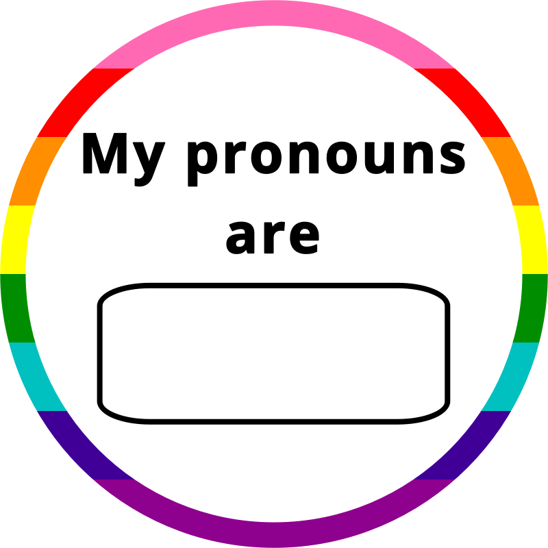 My pronouns are LGBT pride gender identity round badge