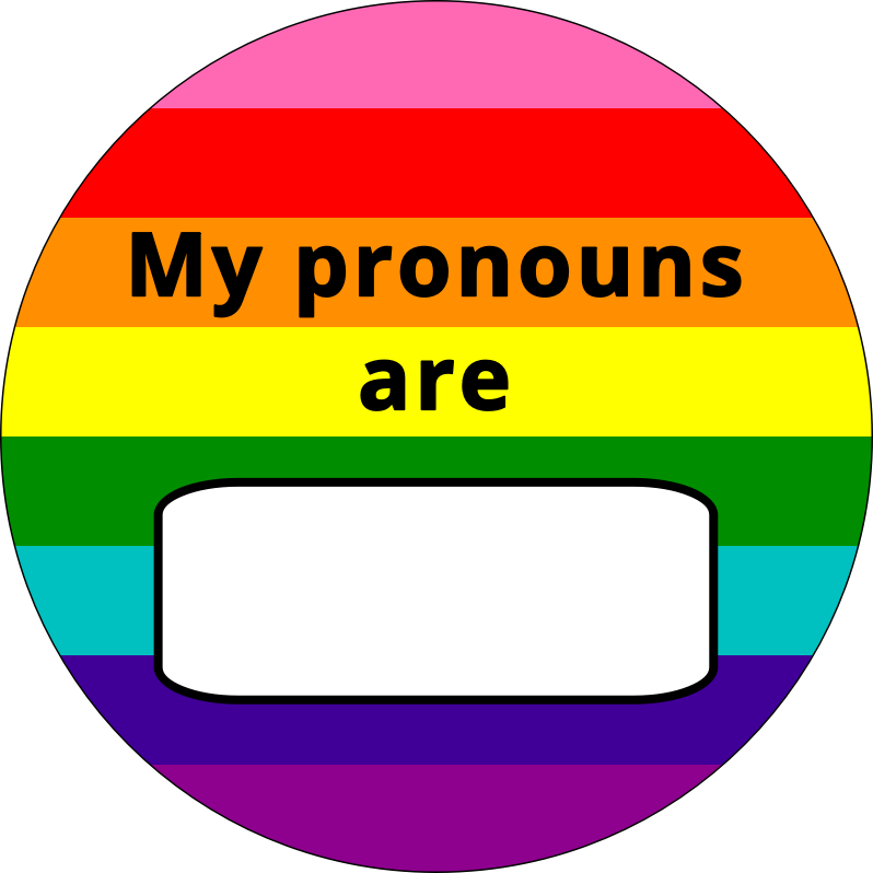 LGBT pride pink my pronouns are badge