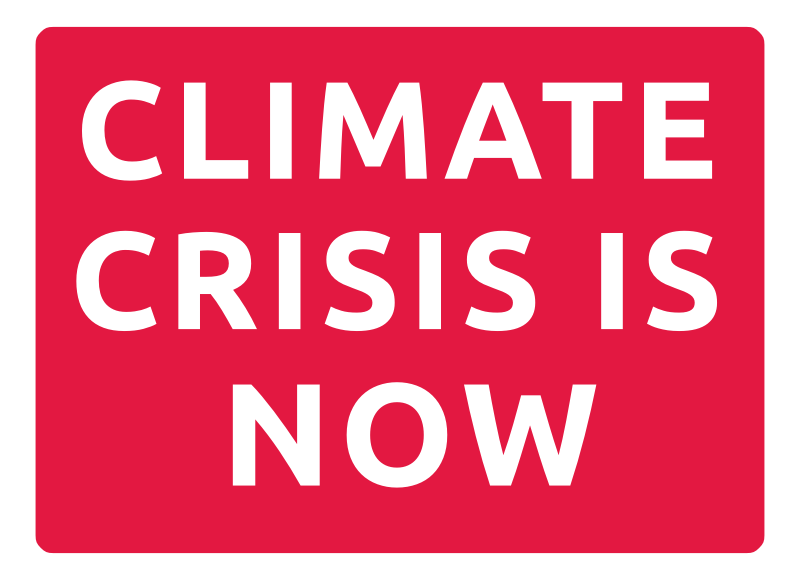 Climate crisis is now red traffic warning sign 