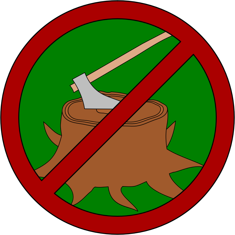 No tree cutting (tree stump and axe) - coloured