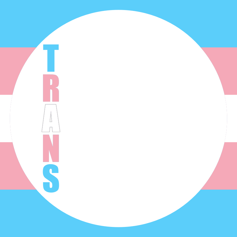 Trans pride word and round profile frame 