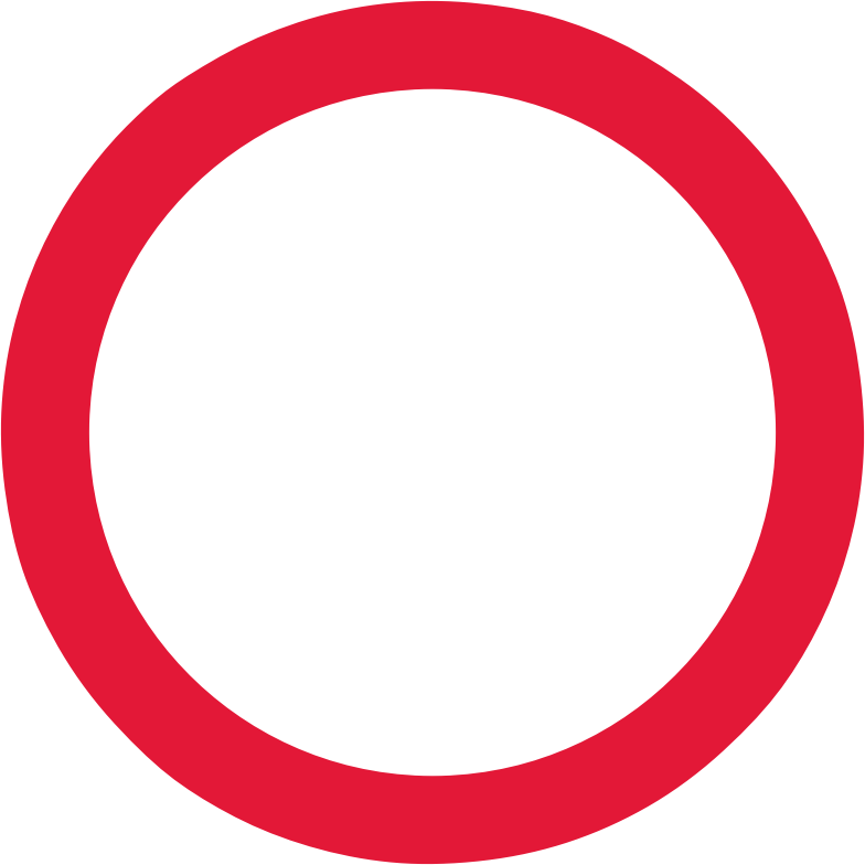 Red circle warning road sign white background 