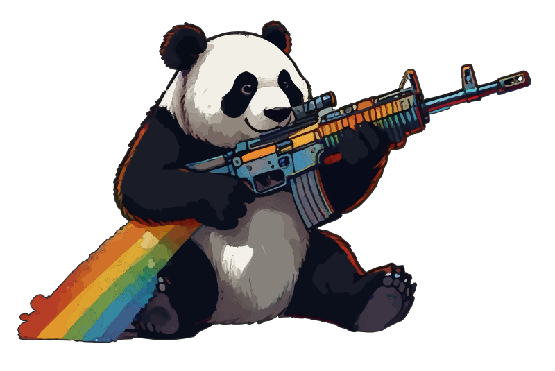Rainbow Panda with Gun