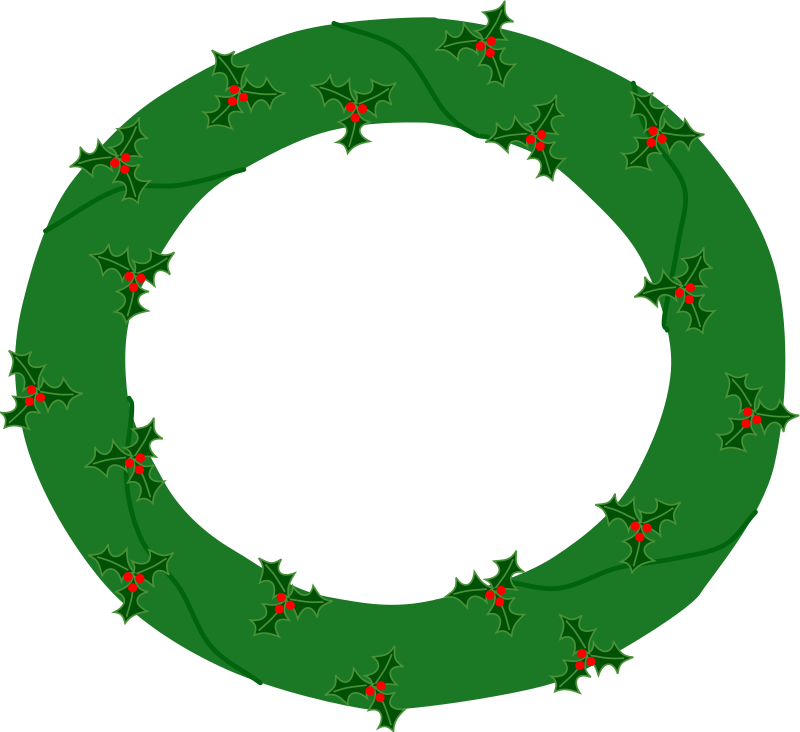 wreath of evergreen with red berries 01