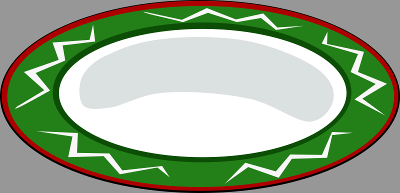 Plate, green with red trim