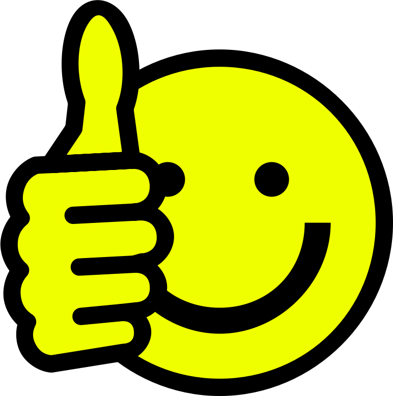 Thumbs up smiley by skotan - A yellow smiley face giving a “thumbs up”