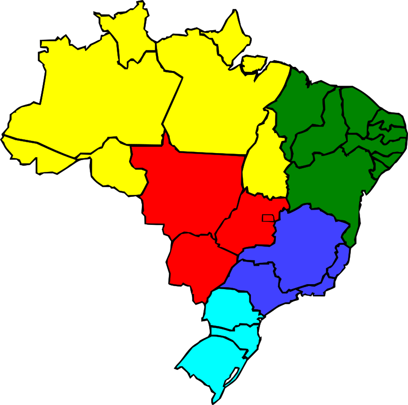 Colored map of Brazil