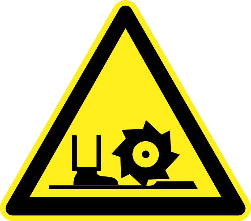 Danger Cutter Toe Loss Warning Sign