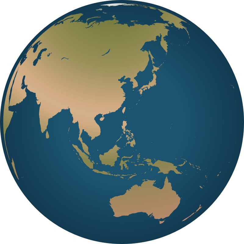 Globe facing Asia and Australia