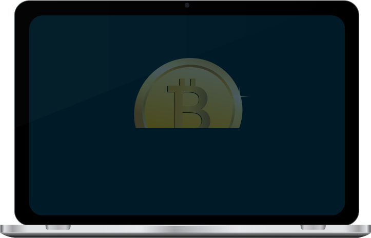Bitcoin in laptop screen