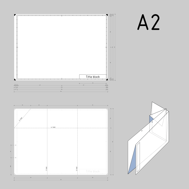 DIN A2 technical drawing format and folding