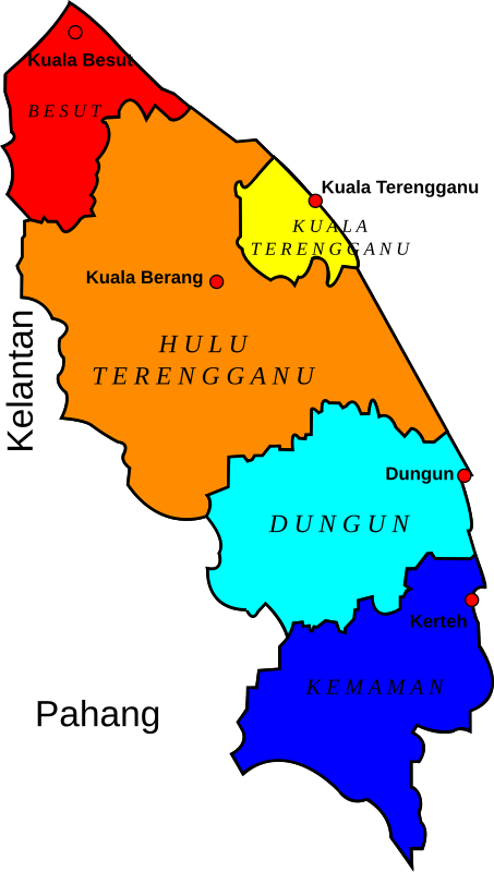 Map of Terengganu, Malaysia