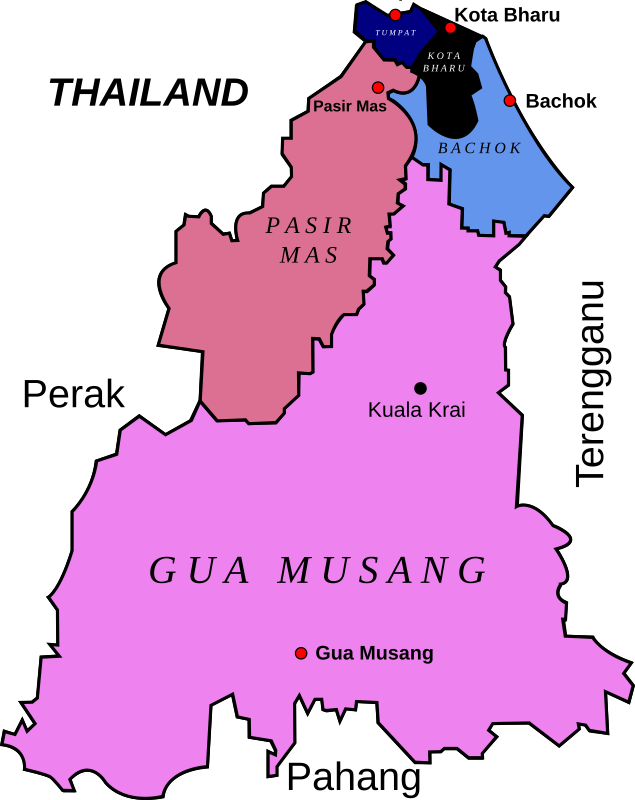 Map of Kelantan, Malaysia