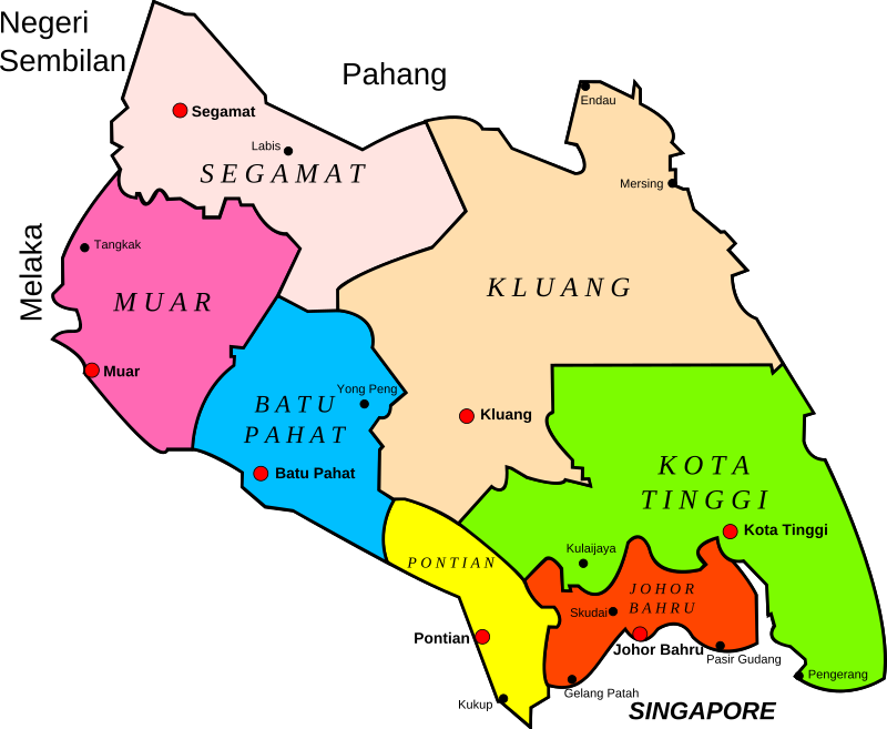 Map of Johor, Malaysia