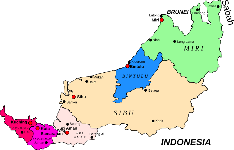 Map of Sarawak, Malaysia
