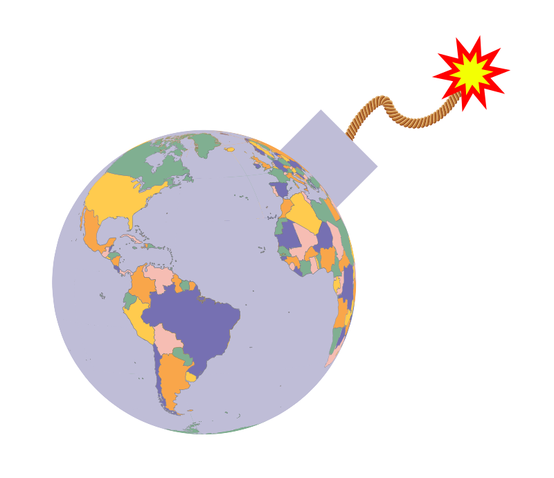 Political Map Earth Globe Bomb