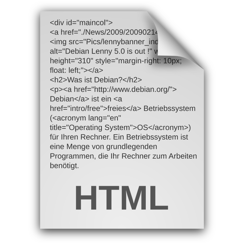 HTML Document Icon Outlines