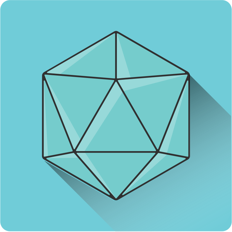 shadowed 20 sided dice icon