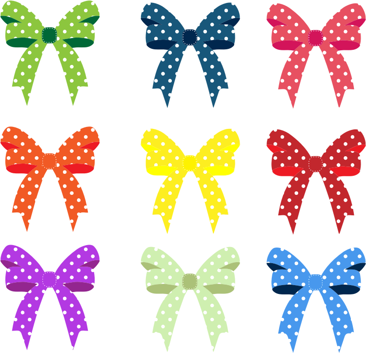 Colorful Ribbons And Bows Polka Dots