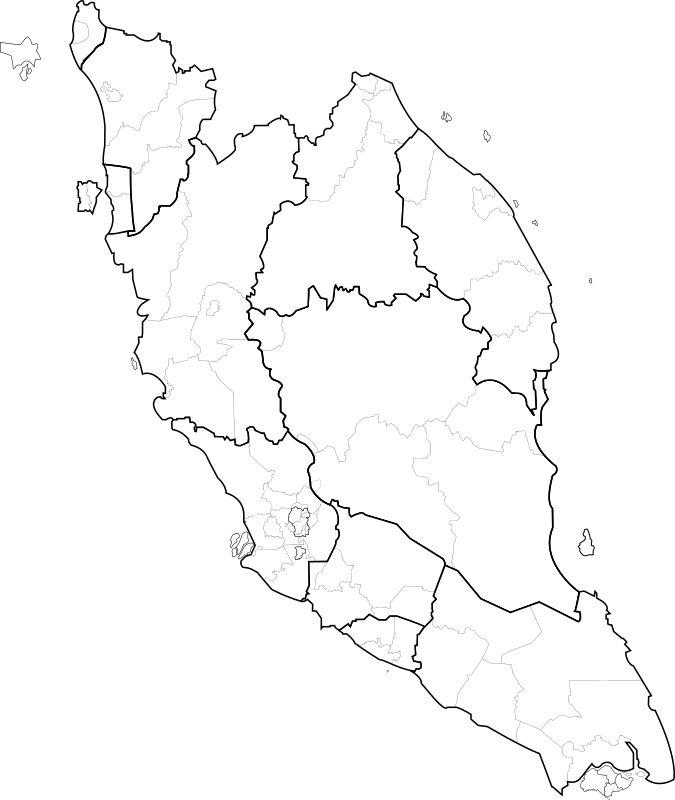 Blank map of Peninsular Malaysia