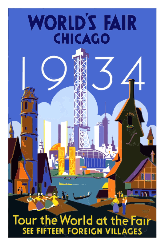 Vintage Travel Poster Chicago Worlds Fair 1934