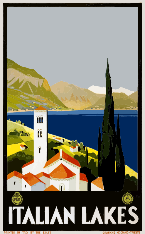 Vintage Travel Poster Italian Lakes