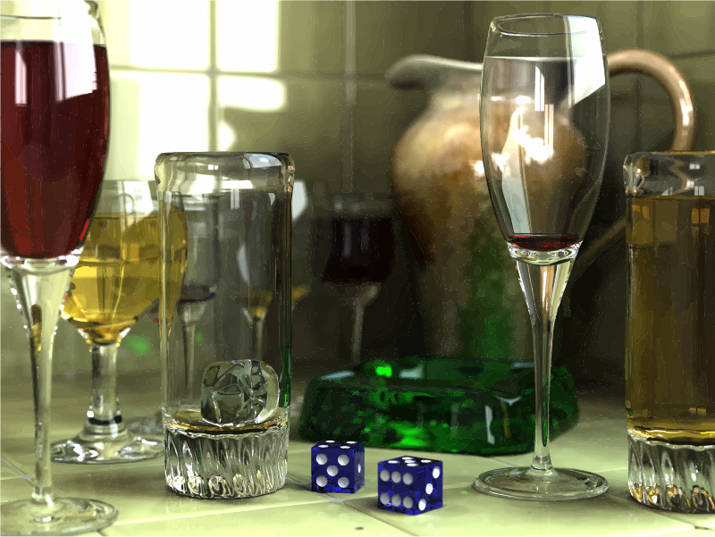 3D Rendered Wine Glasses