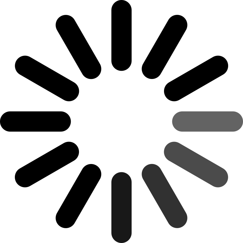 Circular loading icon with faded black dashes. 