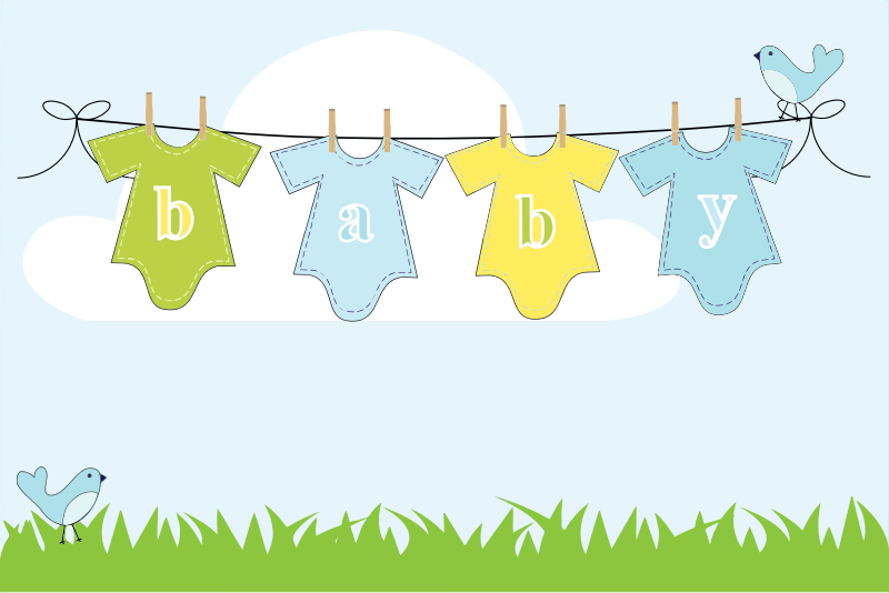 Baby Clothes Hanging On Clothesline Outside