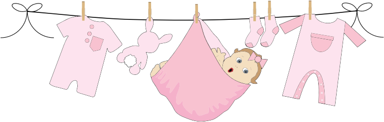 Baby Girl Hanging On Clothesline