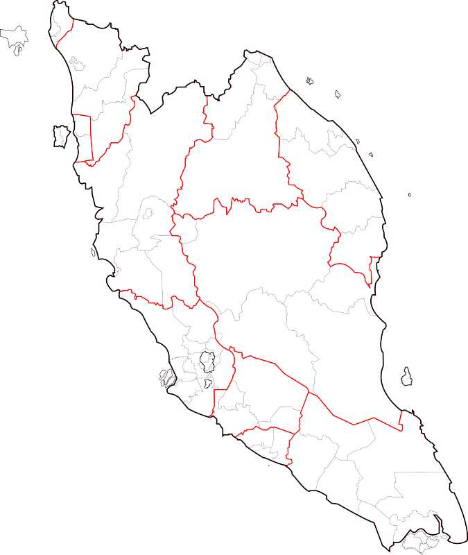 Blank map of Peninsular Malaysia (fixed and updated)