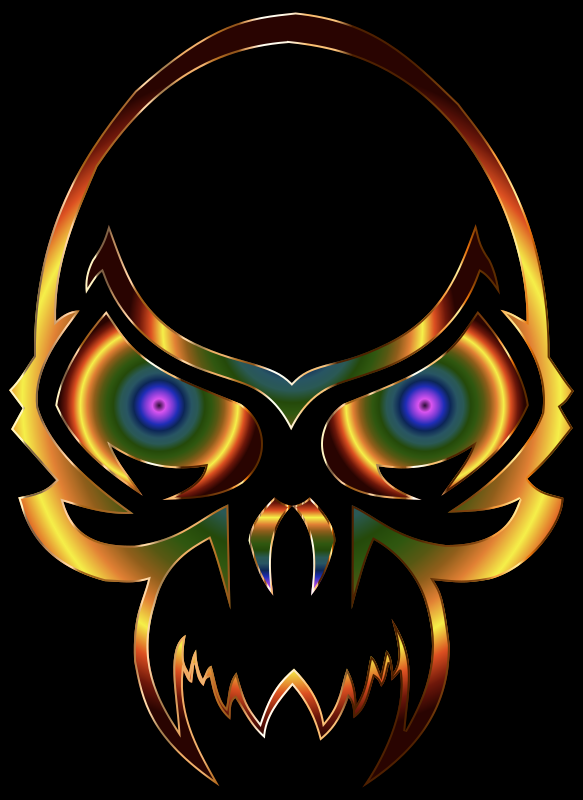 Colorful Skull 2 With Black Background