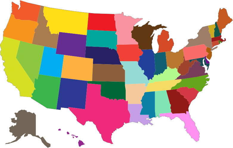 MultiColored United States Map