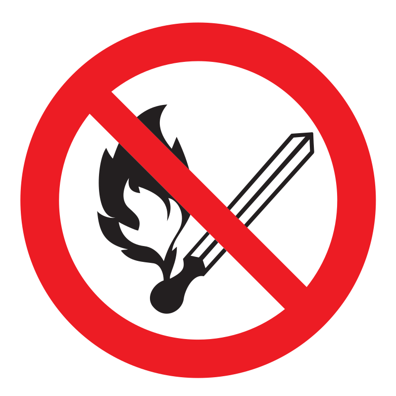 sign forbidden to use open fire and smoke
