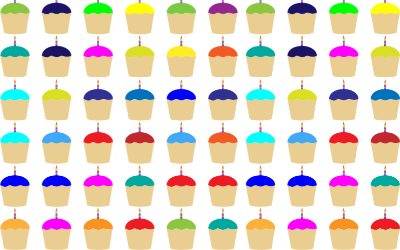 Seamless Colorful Cupcakes With Candles Pattern