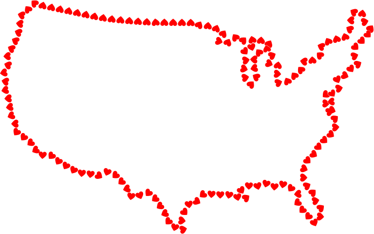 Hearts United States Map