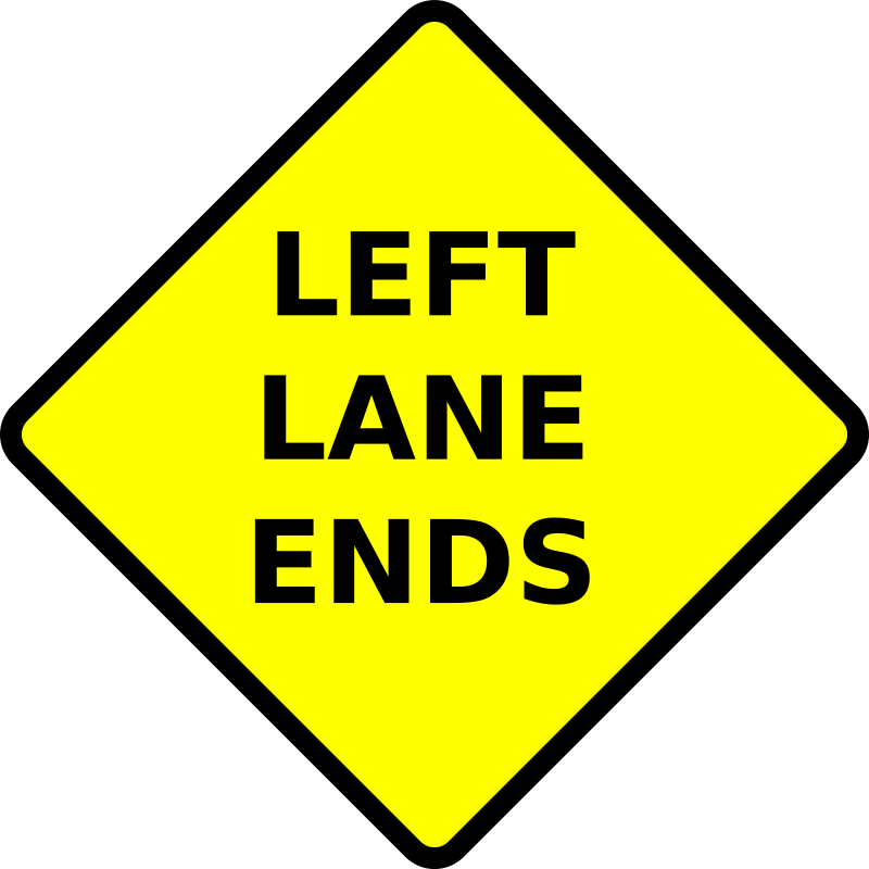 caution-lane ends-left