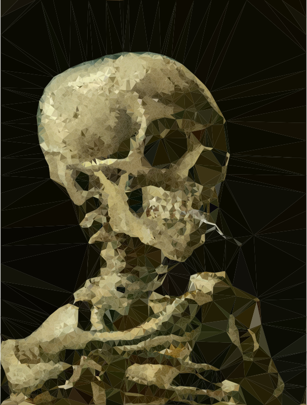 Low Poly Skeleton With Burning Cigarette Vincent Van Gogh