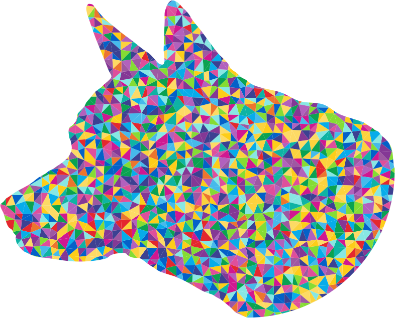Low Poly Prismatic Dog Head Silhouette