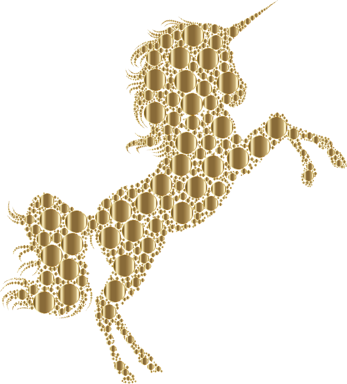 Gold Unicorn Silhouette 2 Circles No Background