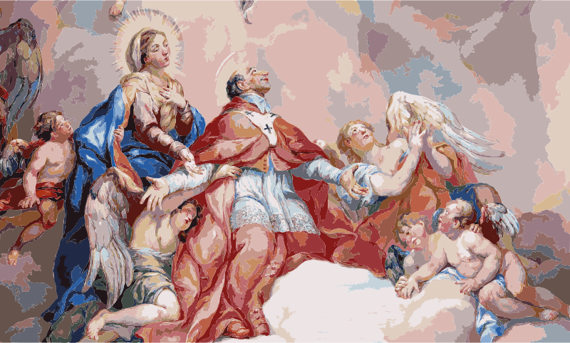Intercession of Charles Borromeo supported by the Virgin Mary - Detail Rottmayr Fresco - Karlskirche - Vienna