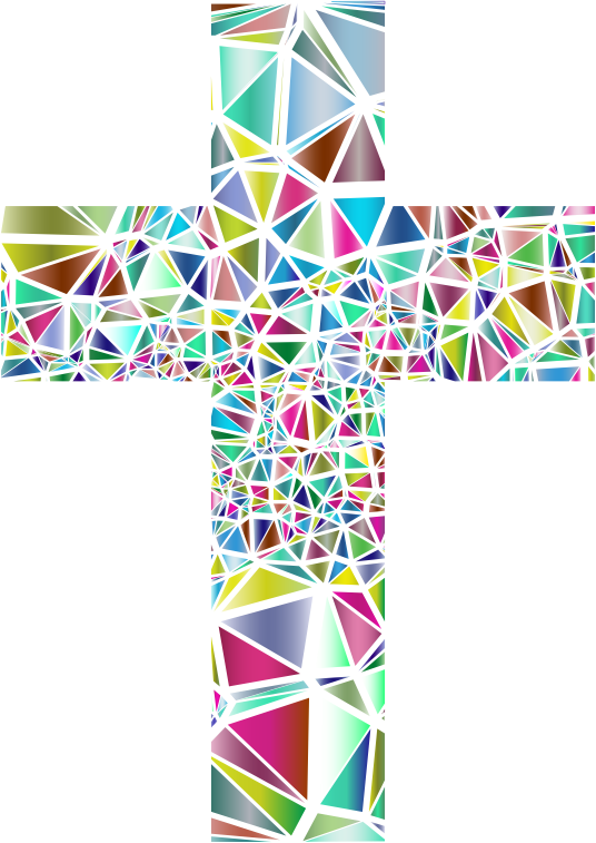 Low Poly Stained Glass Cross 3 No Background
