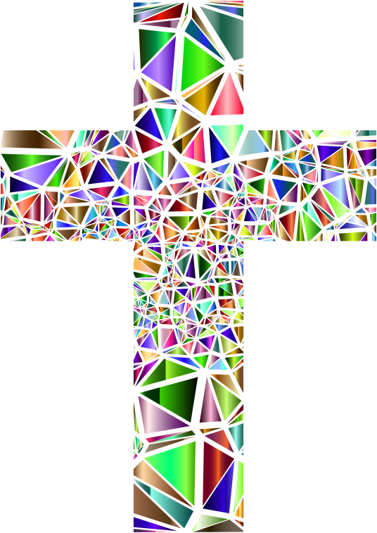 Low Poly Stained Glass Cross 5 No Background