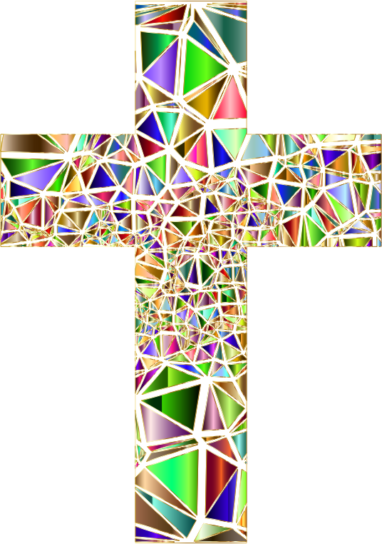 Low Poly Stained Glass Cross 5 Variation 2 No Background
