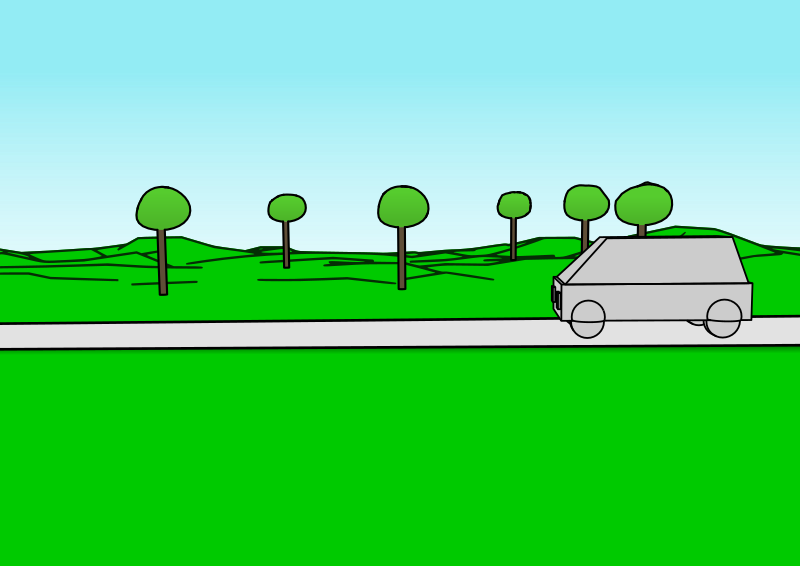 Cartoon car passing by