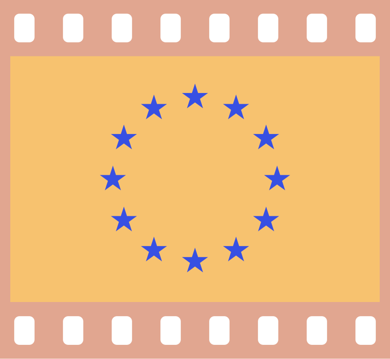 Flag of Europe in a 35 mm film frame (negative)