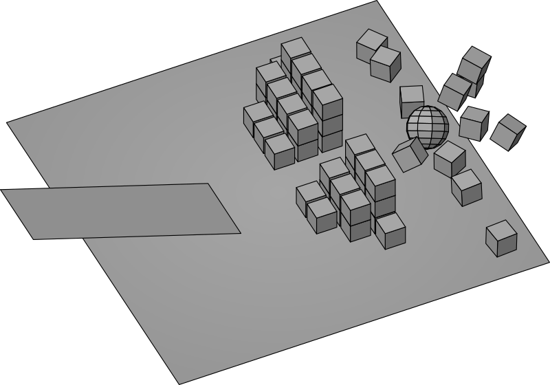 3D Ball hitting a pile of boxes 