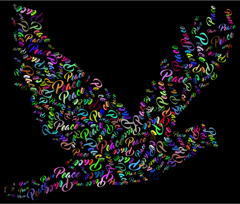 Prismatic Flying Peace Dove Typography