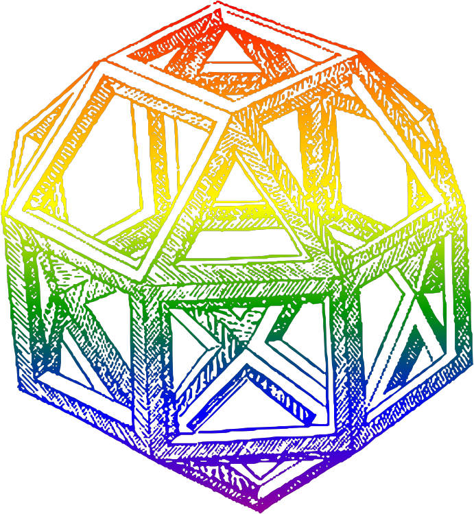 Rhombicuboctahedron, by Leonardo da Vinci, in a Blend of Rainbow Colors